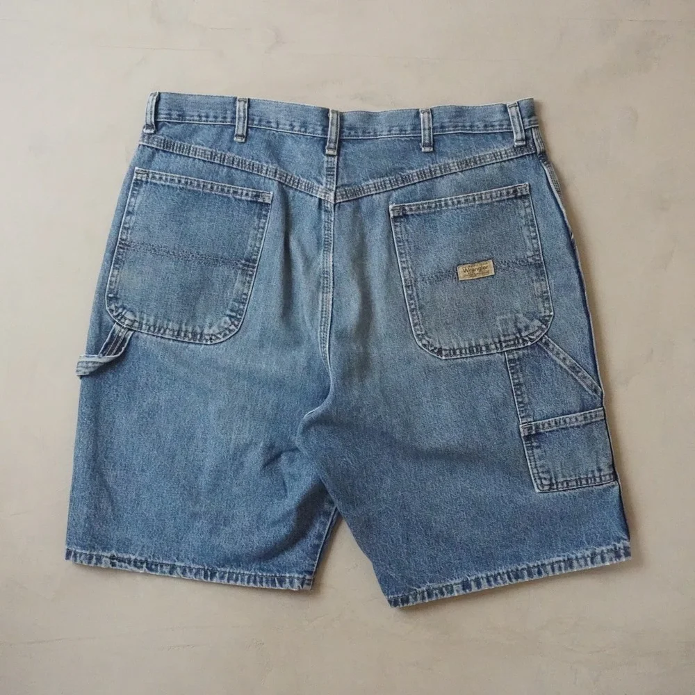 Vintage Wrangler Hero Carpenter Shorts 36 Mens Blue Denim Workwear